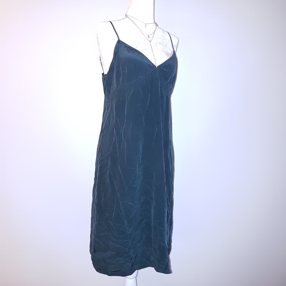 100% Silk Dress Green Blue Sexy Romantic Valentine